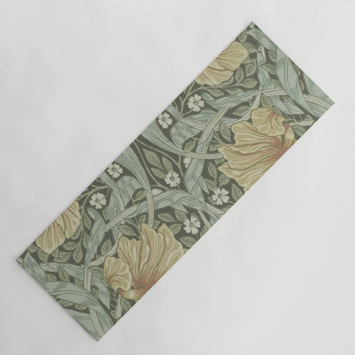 William Morris Vintage Pimpernel Green Bayleaf Manilla Yoga Mat Gallery Image 1