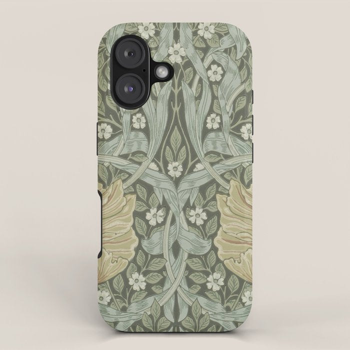 William Morris Vintage Pimpernel Green Bayleaf Manilla iPhone Case Gallery Image 1