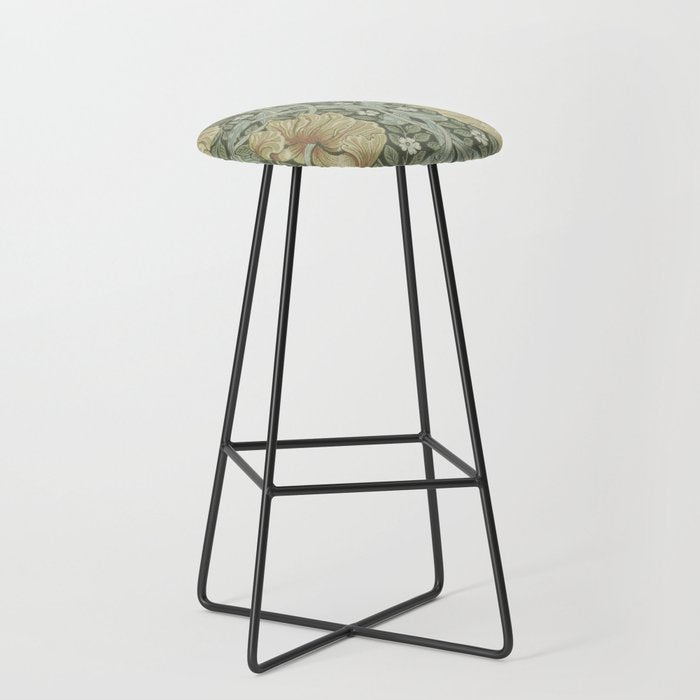 William Morris Vintage Pimpernel Green Bayleaf Manilla Stool Gallery Image 1