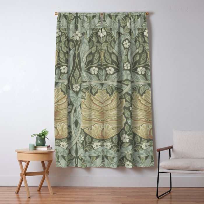 William Morris Vintage Pimpernel Green Bayleaf Manilla Window Curtain Gallery Image 5