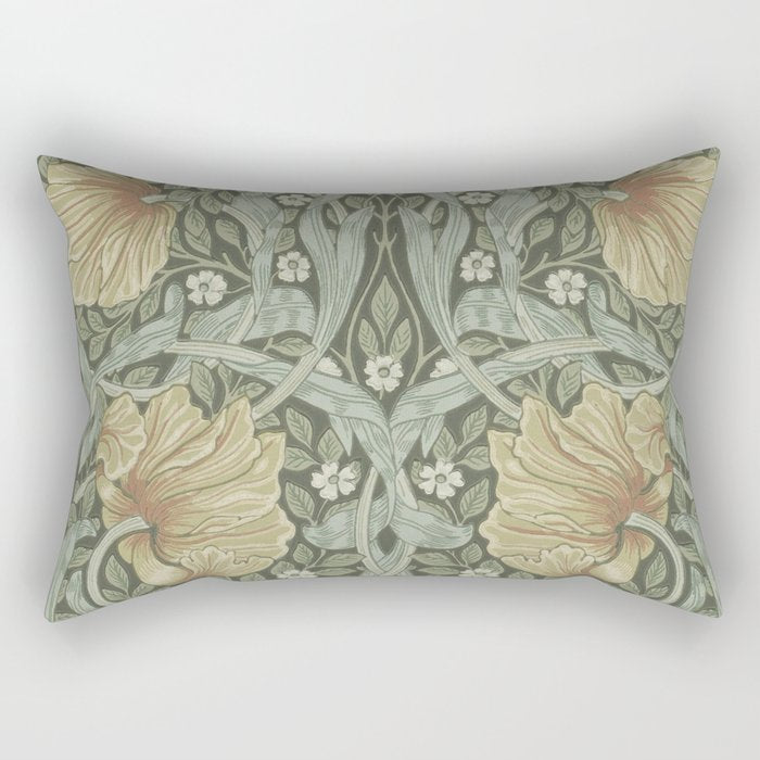William Morris Vintage Pimpernel Green Bayleaf Manilla Rectangular Pillow Gallery Image 1