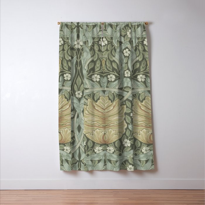 William Morris Vintage Pimpernel Green Bayleaf Manilla Window Curtain Gallery Image 3