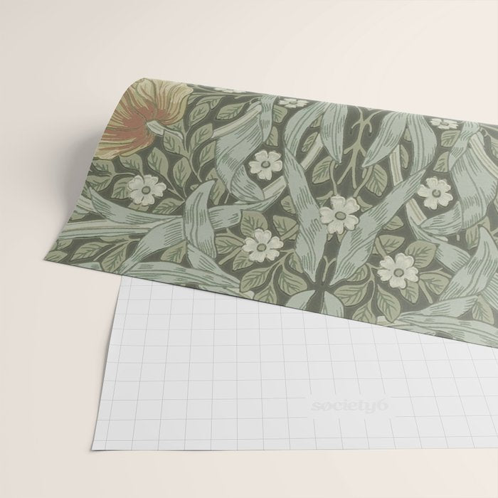 William Morris Vintage Pimpernel Green Bayleaf Manilla Wrapping Paper Gallery Image 2
