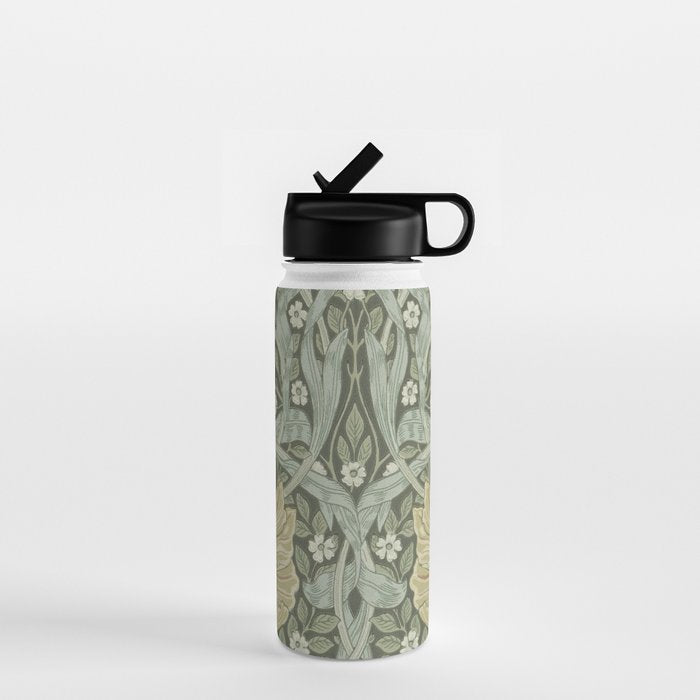 William Morris Vintage Pimpernel Green Bayleaf Manilla Water Bottle Gallery Image 1