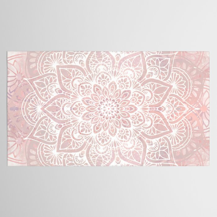 Mandala Yoga Love, Blush Pink Floral Tablecloth Gallery Image 2