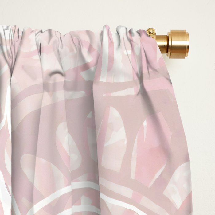 Mandala Yoga Love, Blush Pink Floral Window Curtain Gallery Image 2