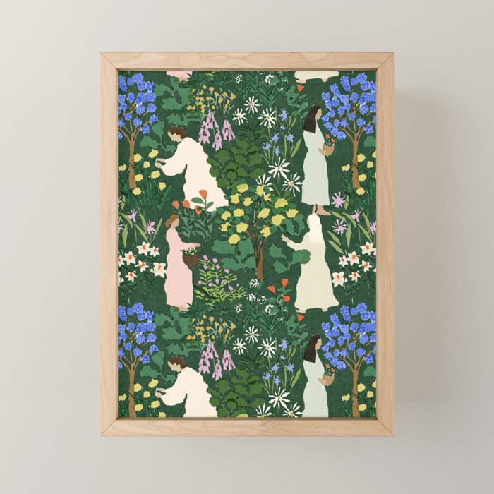 Ladies working in the garden Mini Art Print Gallery Image 1