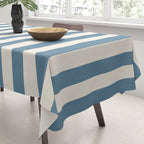 Blue And Cream Vertical Stripes Tablecloth Gallery Image 3