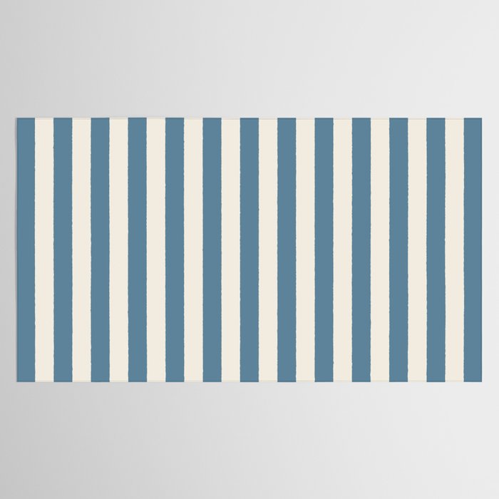 Blue And Cream Vertical Stripes Tablecloth Gallery Image 2