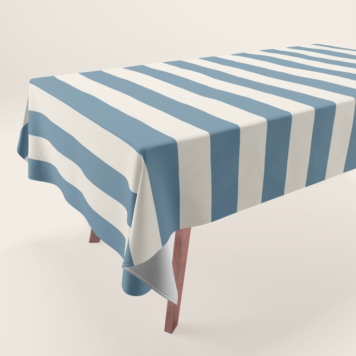 Blue And Cream Vertical Stripes Tablecloth Gallery Image 1
