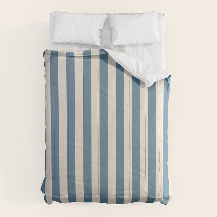 Blue And Cream Vertical Stripes Comforter Gallery Image 1
