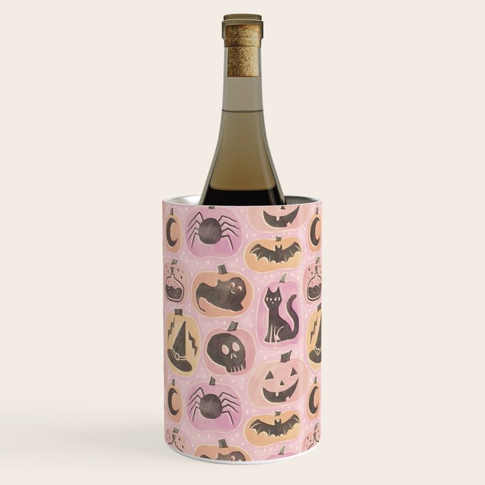 Halloween Pumpkins - vintage pink and black  Wine Chiller Gallery Image 3