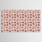 Halloween Pumpkins - vintage pink and black  Tablecloth Gallery Image 2