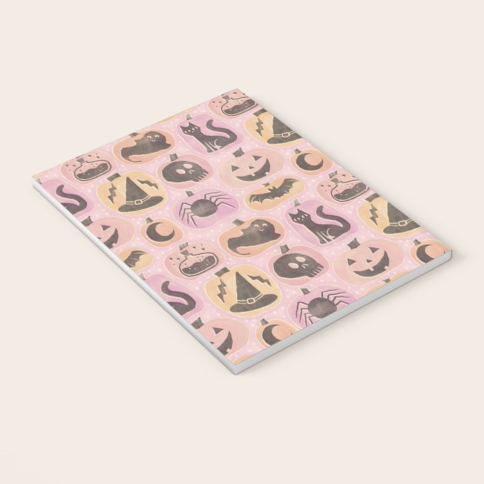 Halloween Pumpkins - vintage pink and black  Notebook Gallery Image 3