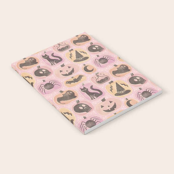 Halloween Pumpkins - vintage pink and black  Notebook Gallery Image 1