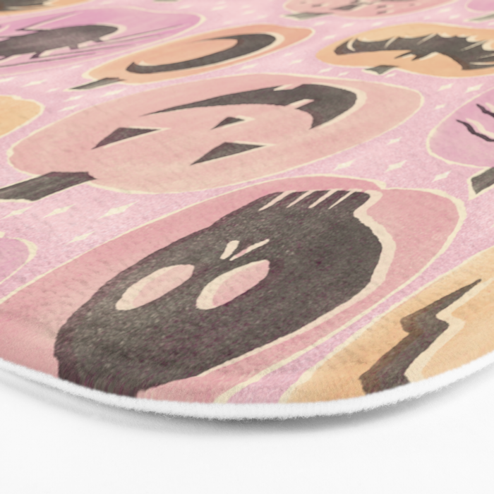 Halloween Pumpkins - vintage pink and black  Bath Mat Gallery Image 3