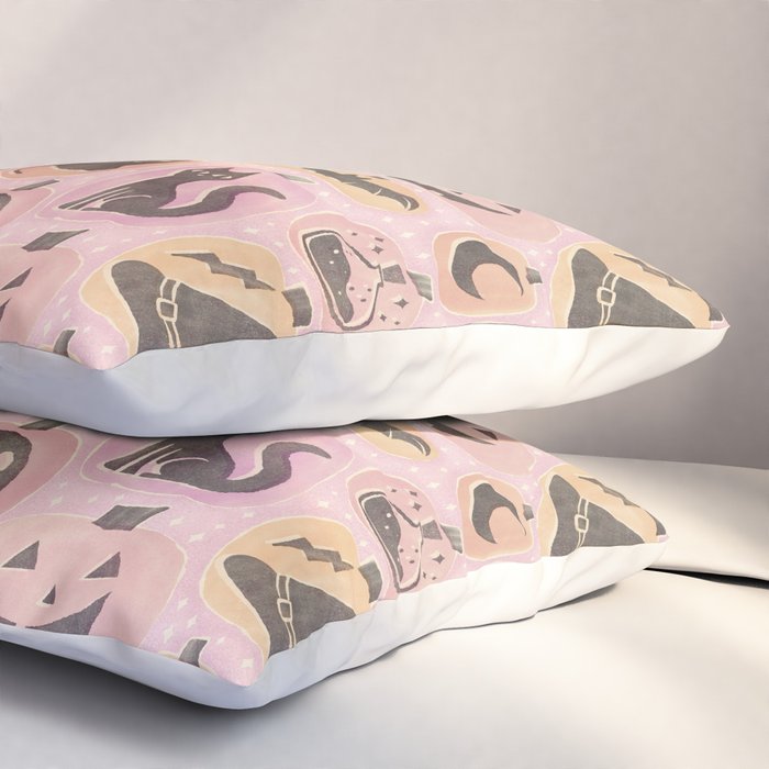 Halloween Pumpkins - vintage pink and black  Pillow Sham Gallery Image 3