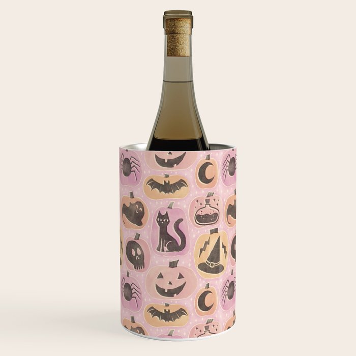 Halloween Pumpkins - vintage pink and black  Wine Chiller Gallery Image 1