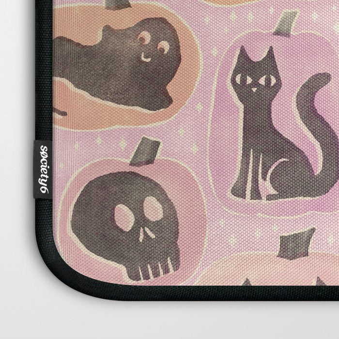 Halloween Pumpkins - vintage pink and black  Laptop Sleeve Gallery Image 3