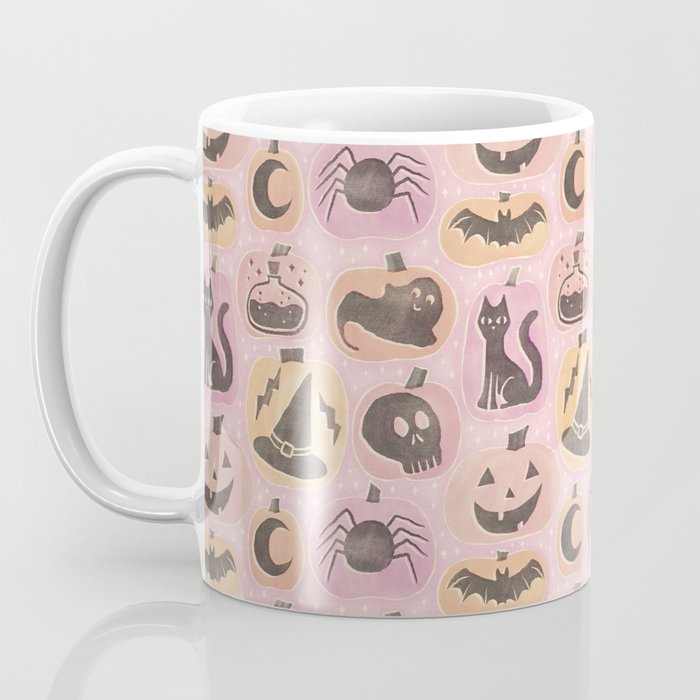 Halloween Pumpkins - vintage pink and black  Coffee Mug Gallery Image 3