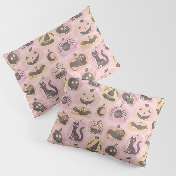 Halloween Pumpkins - vintage pink and black  Pillow Sham Gallery Image 3