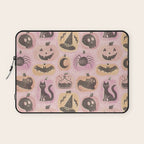 Halloween Pumpkins - vintage pink and black  Laptop Sleeve Gallery Image 1