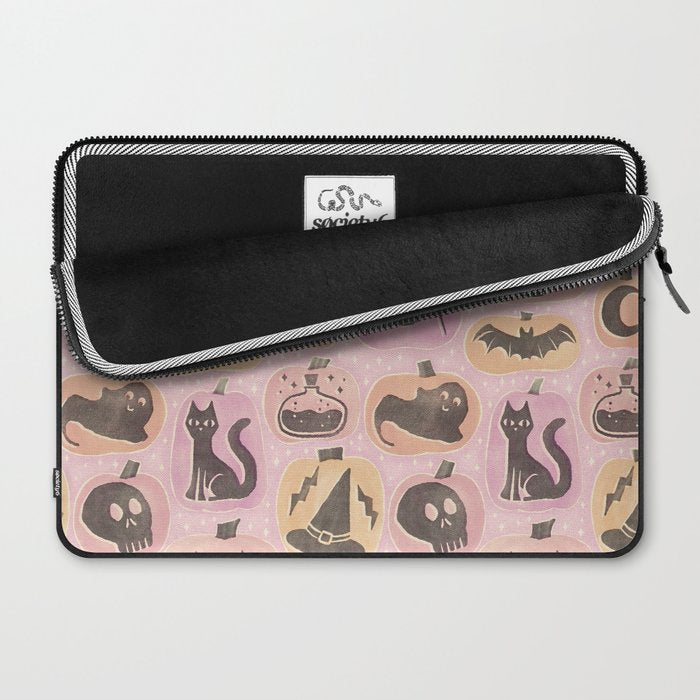 Halloween Pumpkins - vintage pink and black  Laptop Sleeve Gallery Image 2