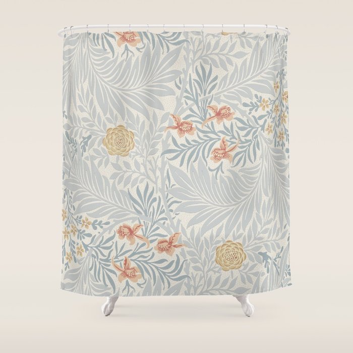 William Morris Larkspur Blue Slate Russet Shower Curtain Gallery Image 1