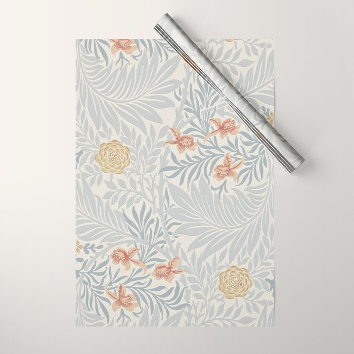 William Morris Larkspur Blue Slate Russet Wrapping Paper Gallery Image 1