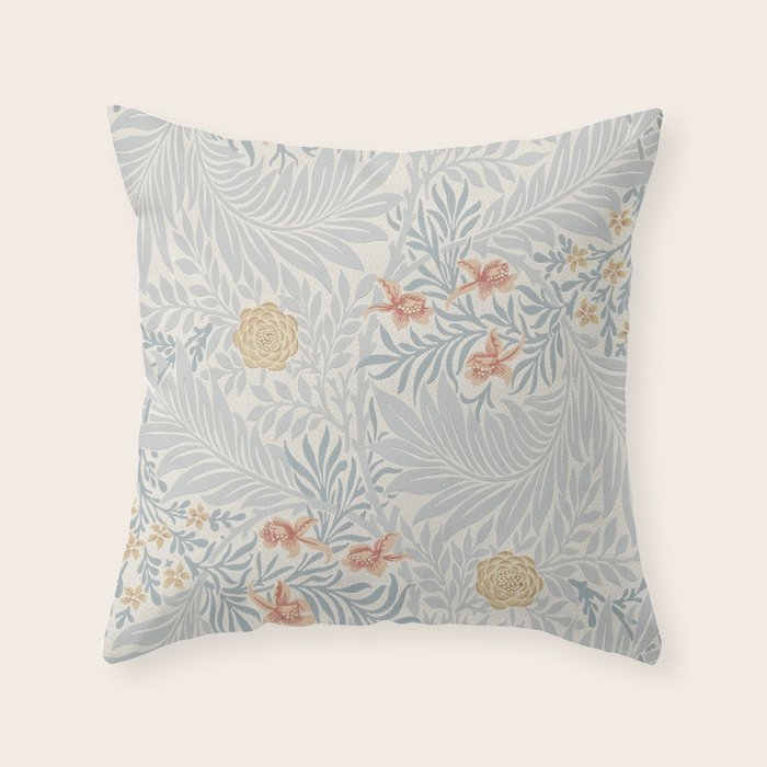 William Morris Larkspur Blue Slate Russet Throw Pillow Gallery Image 6