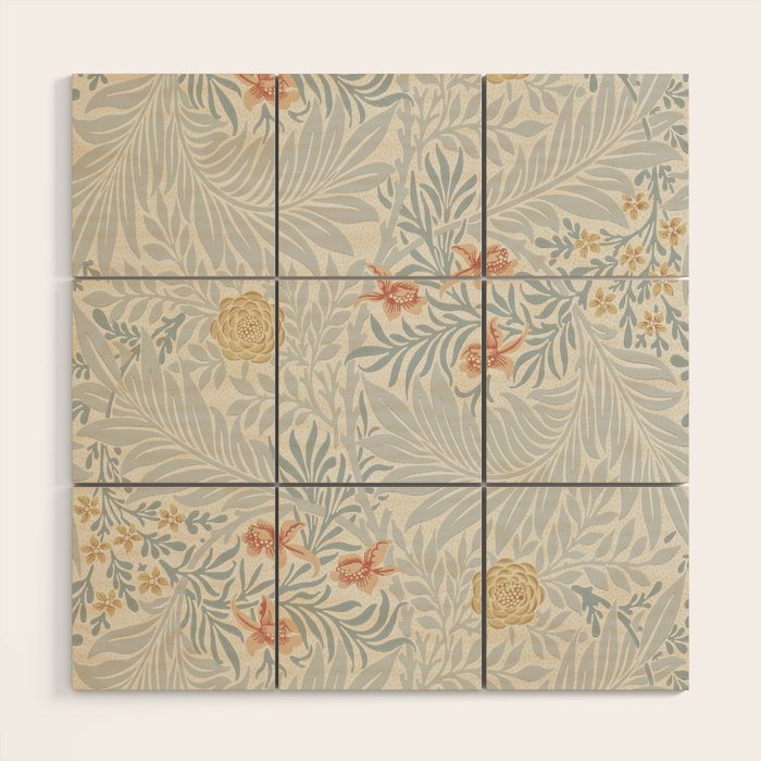 William Morris Larkspur Blue Slate Russet Wood Wall Art Gallery Image 1