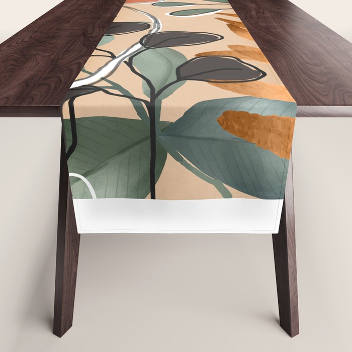 Elegant Botanical Line Art 1 Table Runner Gallery Image 1