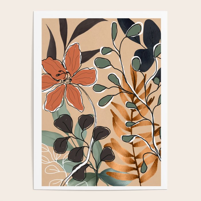 Elegant Botanical Line Art 1 Poster Gallery Image 1
