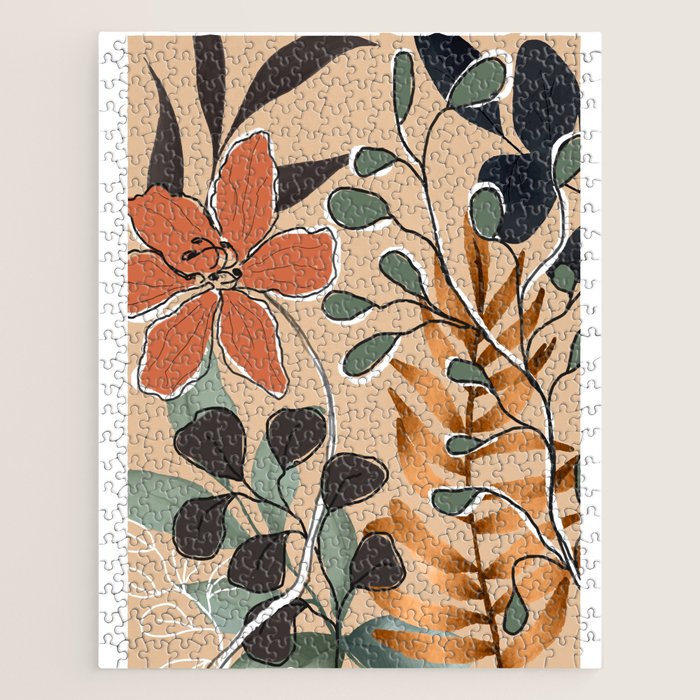 Elegant Botanical Line Art 1 Jigsaw Puzzle Gallery Image 1