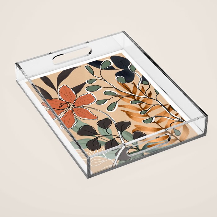 Elegant Botanical Line Art 1 Acrylic Tray Gallery Image 1