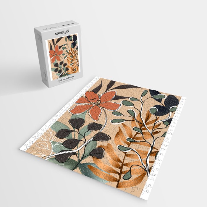 Elegant Botanical Line Art 1 Jigsaw Puzzle Gallery Image 2