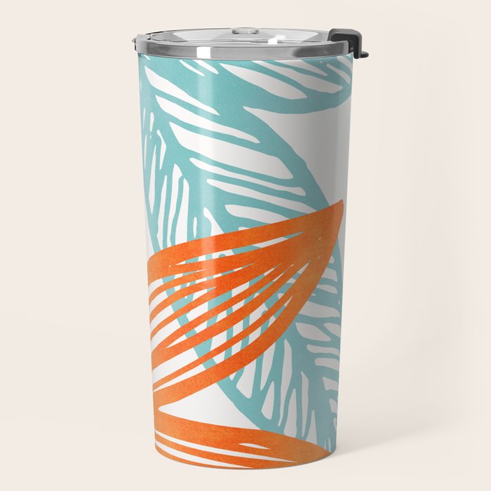 Orange and Blue Seaside Coastal Shapes Travel Mug Gallery Image 2