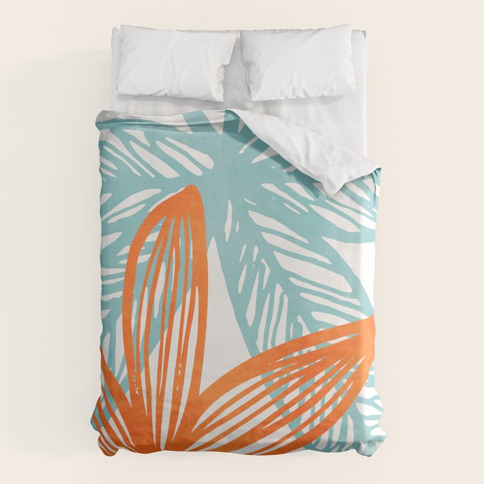 Orange and Blue Seaside Coastal Shapes Duvet Cover Gallery Image 1