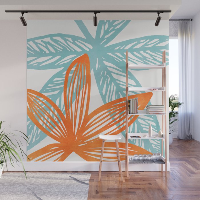 Orange and Blue Seaside Coastal Shapes Wall Mural Gallery Image 1
