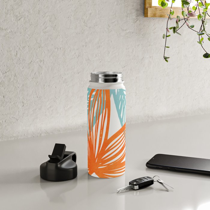 Orange and Blue Seaside Coastal Shapes Water Bottle Gallery Image 4