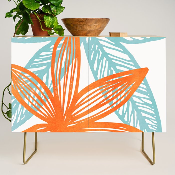 Orange and Blue Seaside Coastal Shapes Credenza Gallery Image 1