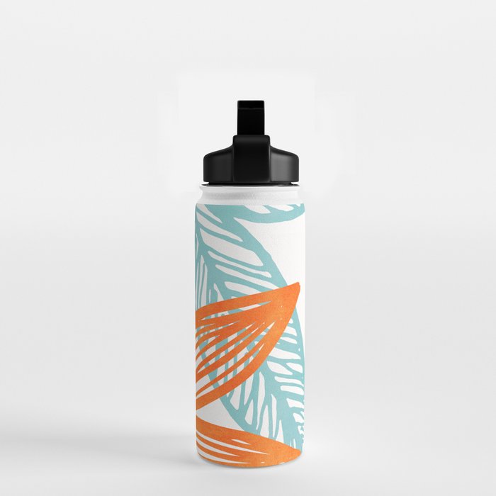 Orange and Blue Seaside Coastal Shapes Water Bottle Gallery Image 2