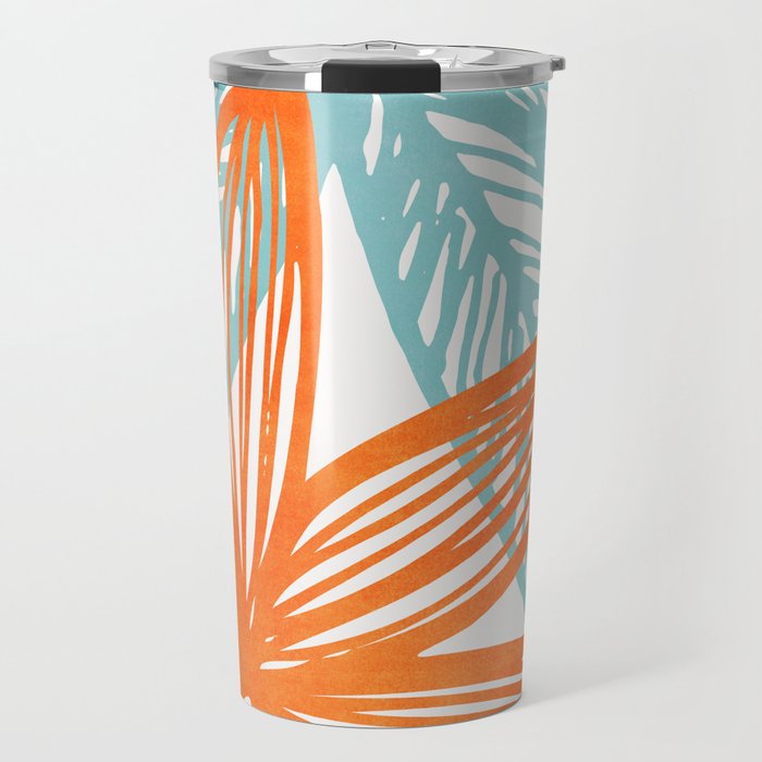Orange and Blue Seaside Coastal Shapes Travel Mug Gallery Image 1