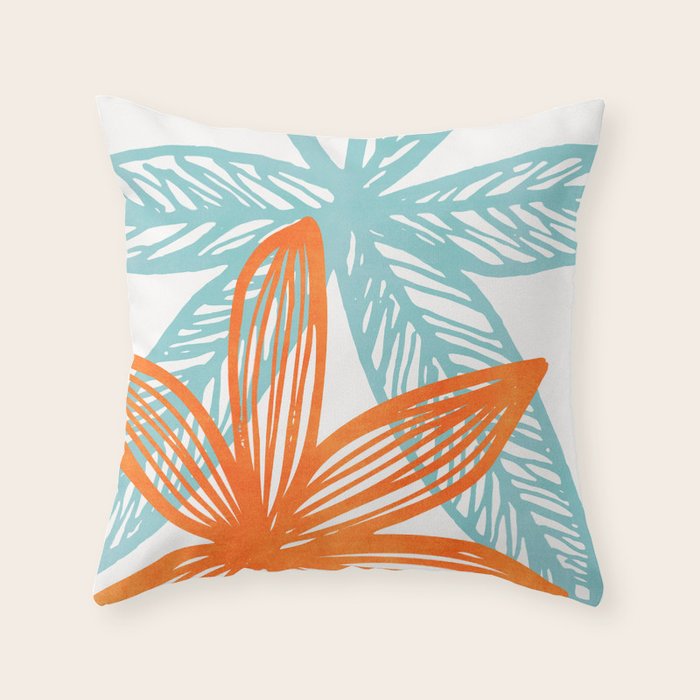 Orange and Blue Seaside Coastal Shapes Throw Pillow Gallery Image 1