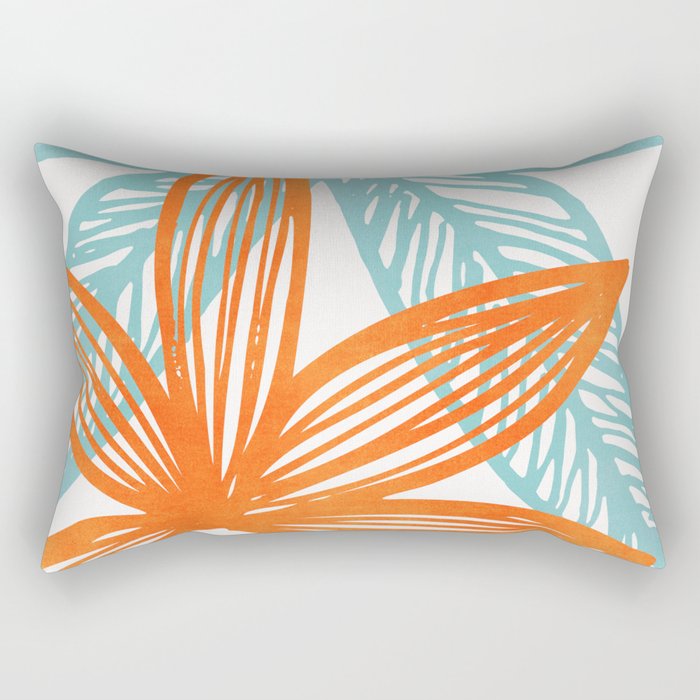 Orange and Blue Seaside Coastal Shapes Rectangular Pillow Gallery Image 1