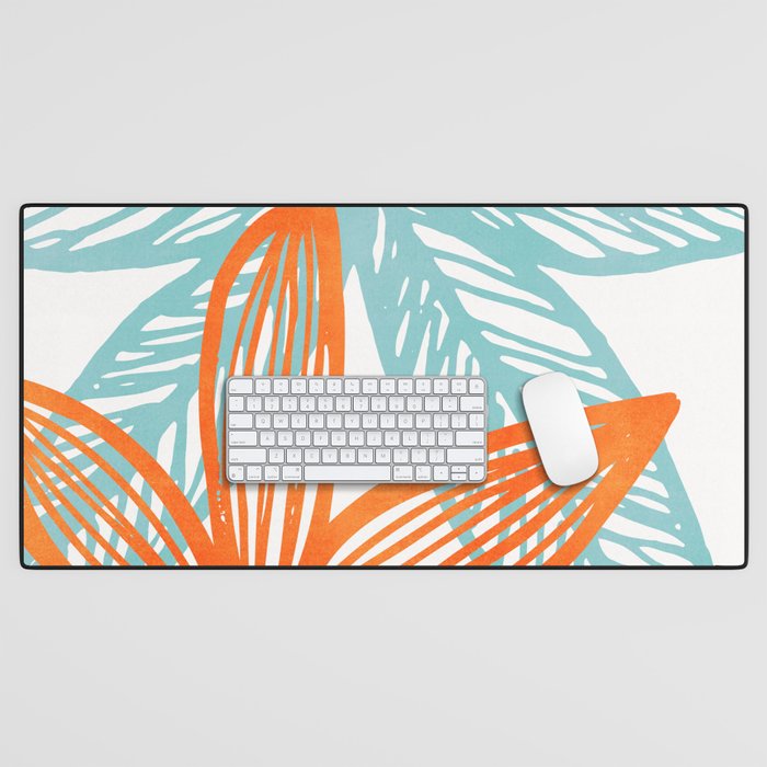 Orange and Blue Seaside Coastal Shapes Desk Mat Gallery Image 1