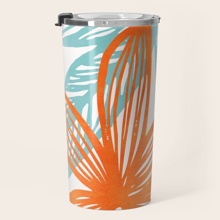 Orange and Blue Seaside Coastal Shapes Travel Mug Gallery Image 3