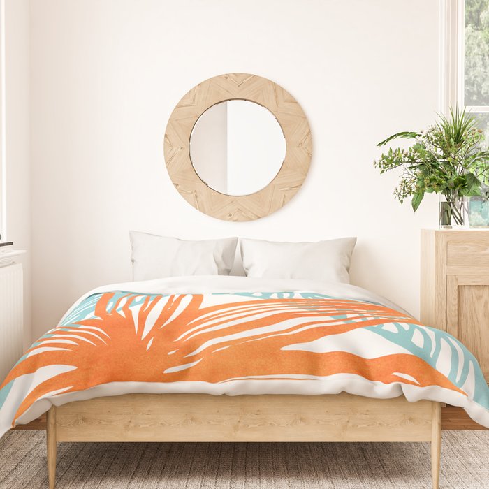 Orange and Blue Seaside Coastal Shapes Duvet Cover Gallery Image 3