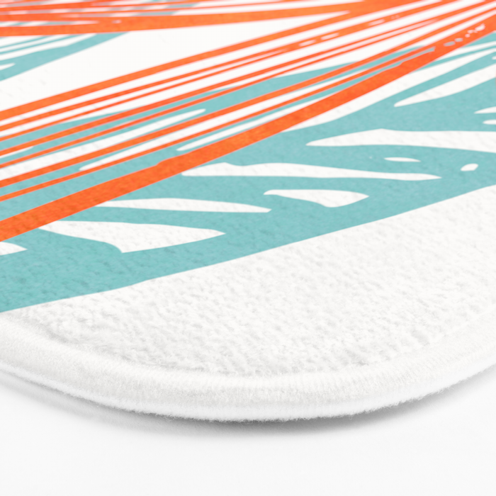 Orange and Blue Seaside Coastal Shapes Bath Mat Gallery Image 3