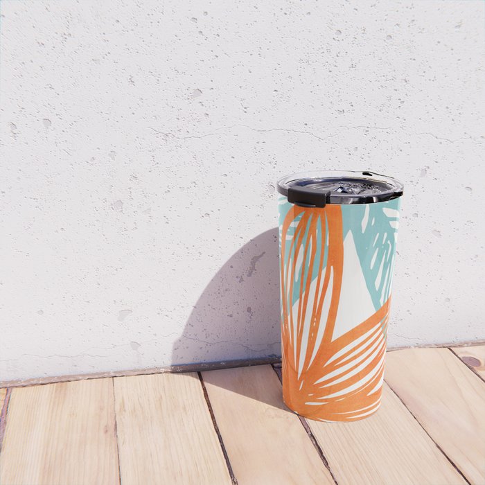 Orange and Blue Seaside Coastal Shapes Travel Mug Gallery Image 4